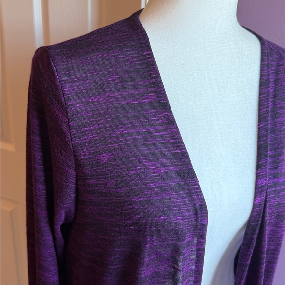 Lularoe Sarah sweater cardigan black purple long sleeve size medium - Picture 2 of 5
